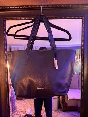 Calvin Klein Black Pebbled Leather Tote